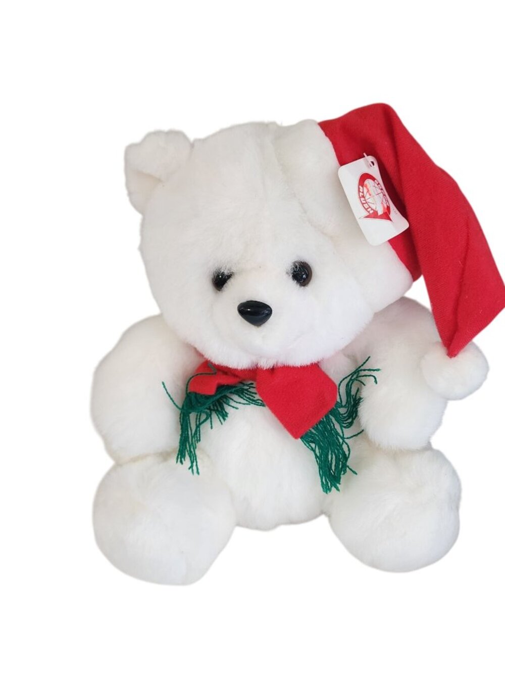Vintage Cuddle Wit Christmas Polar Bear W Hat SCARF 13" Tall Sings Lights up NEW
